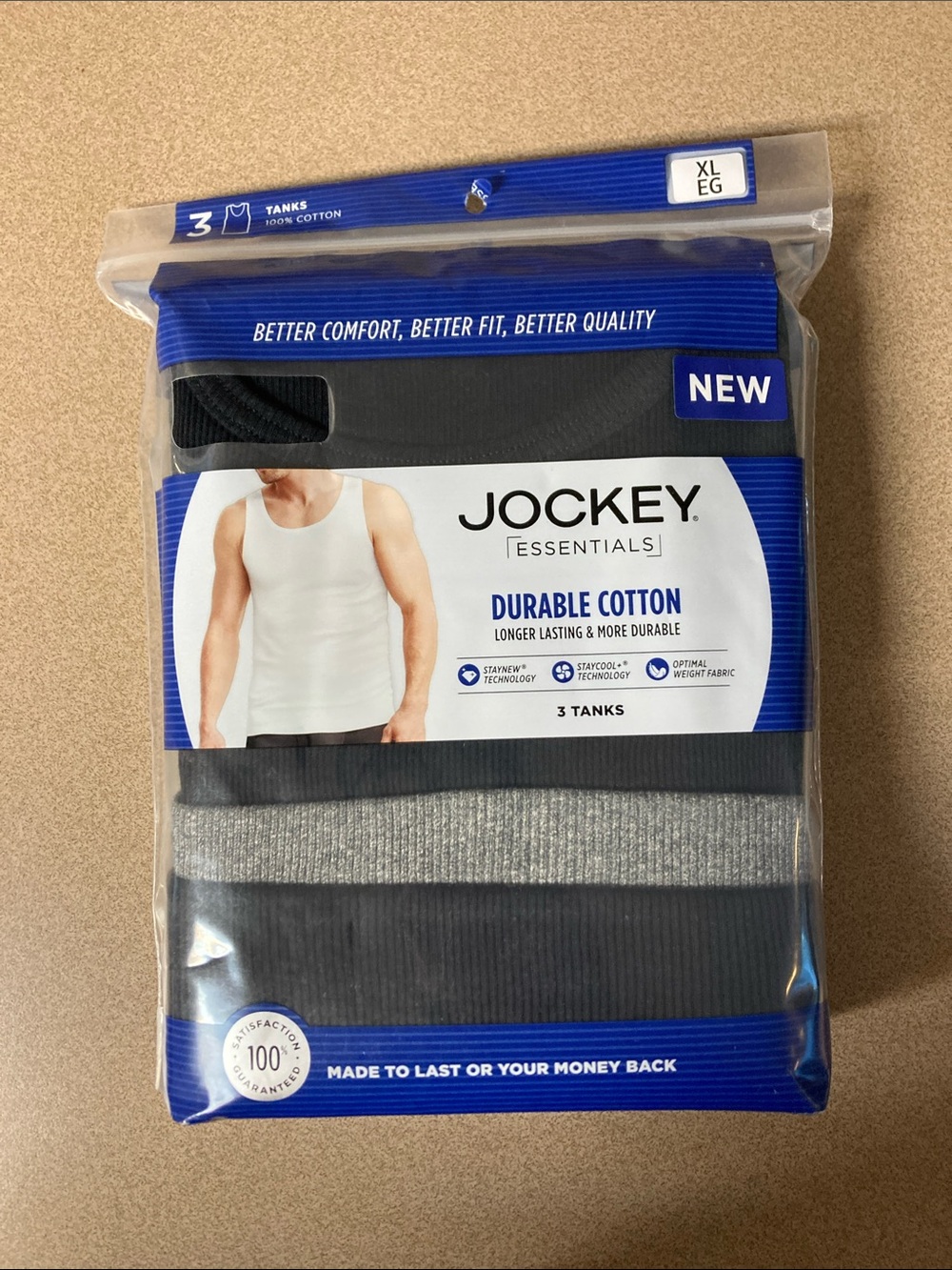 Jockey Essentials Men’s 3-Pack Tank Tops - Black & Gray